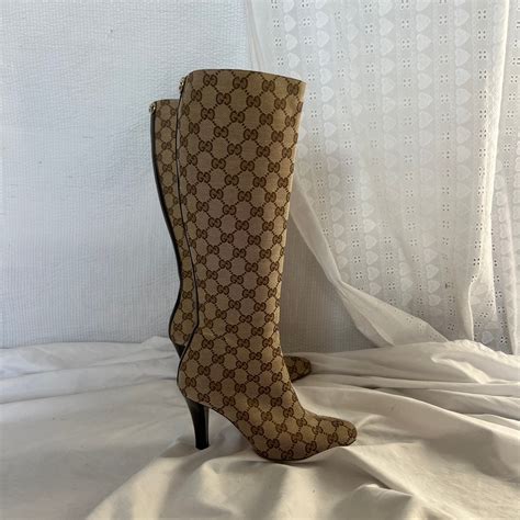 gucci monogram boots vintage|gucci high heel boots.